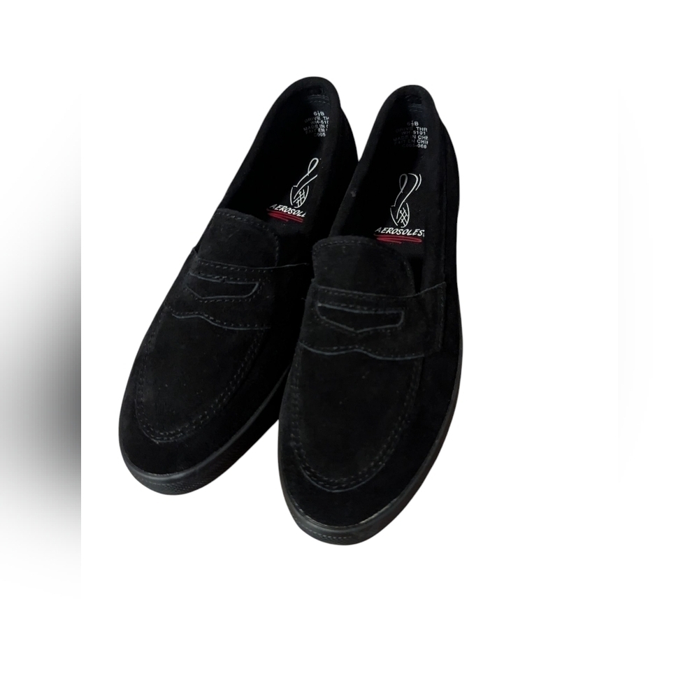 Aerosoles,Black Suede Loafers,Size 6.5